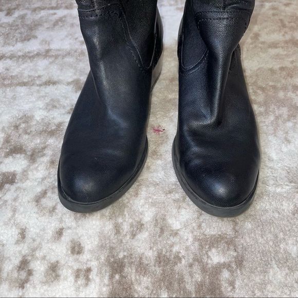 JESSICA SIMPSON Knee High Fold Over soft Leather Boot black block heel SZ 8 - Picture 4 of 8